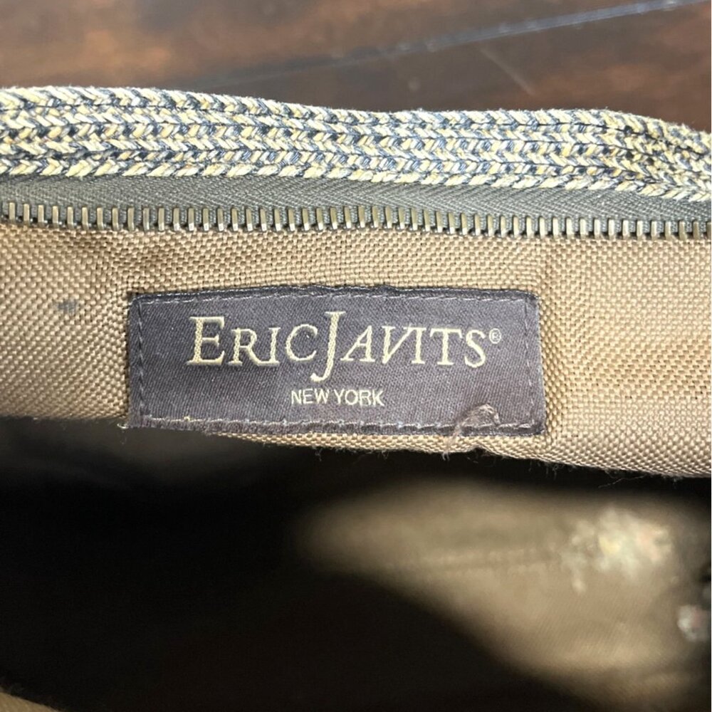 Eric Javits New York Metallic Woven Raffi Hobo Bag Brown with Gold-Ring Detail - Picture 4 of 7